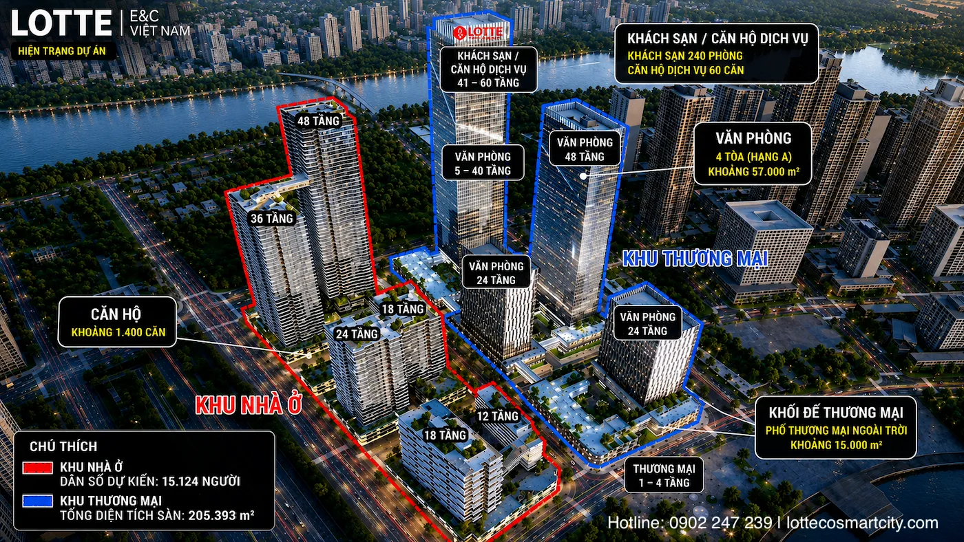 Mặt bằng tổng thể quy hoạch dự án Lotte Eco Smart City Thủ Thiêm – phân khu 2A khu đô thị mới Thủ Thiêm