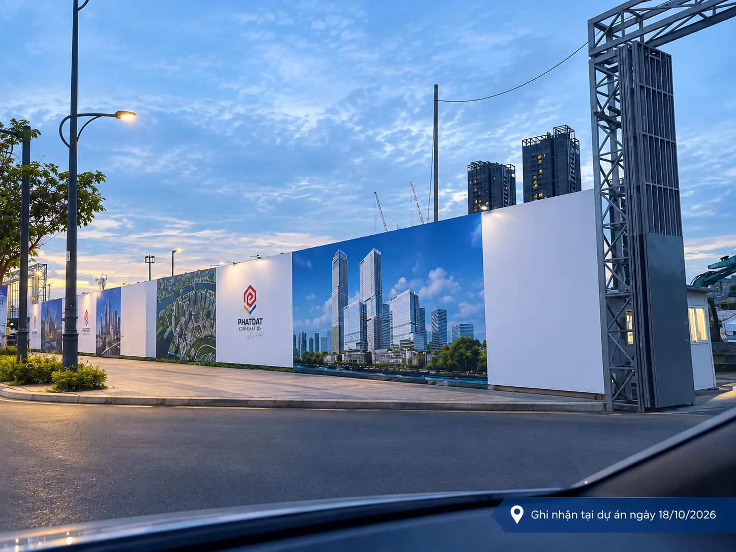 Hàng rào công trường Lotte Eco Smart City Thủ Thiêm mang nhận diện Phát Đạt