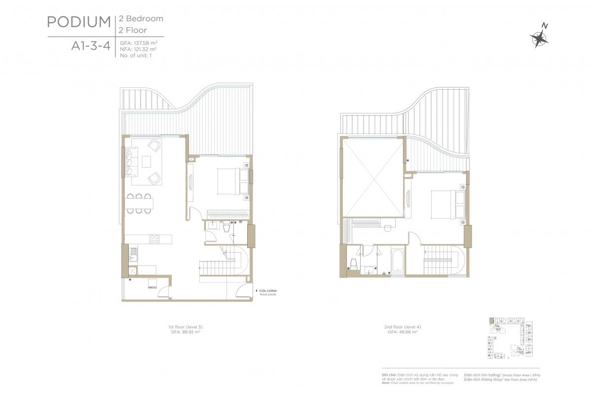Layout căn hộ Duplex Zeit River Thủ Thiêm T1-03.04