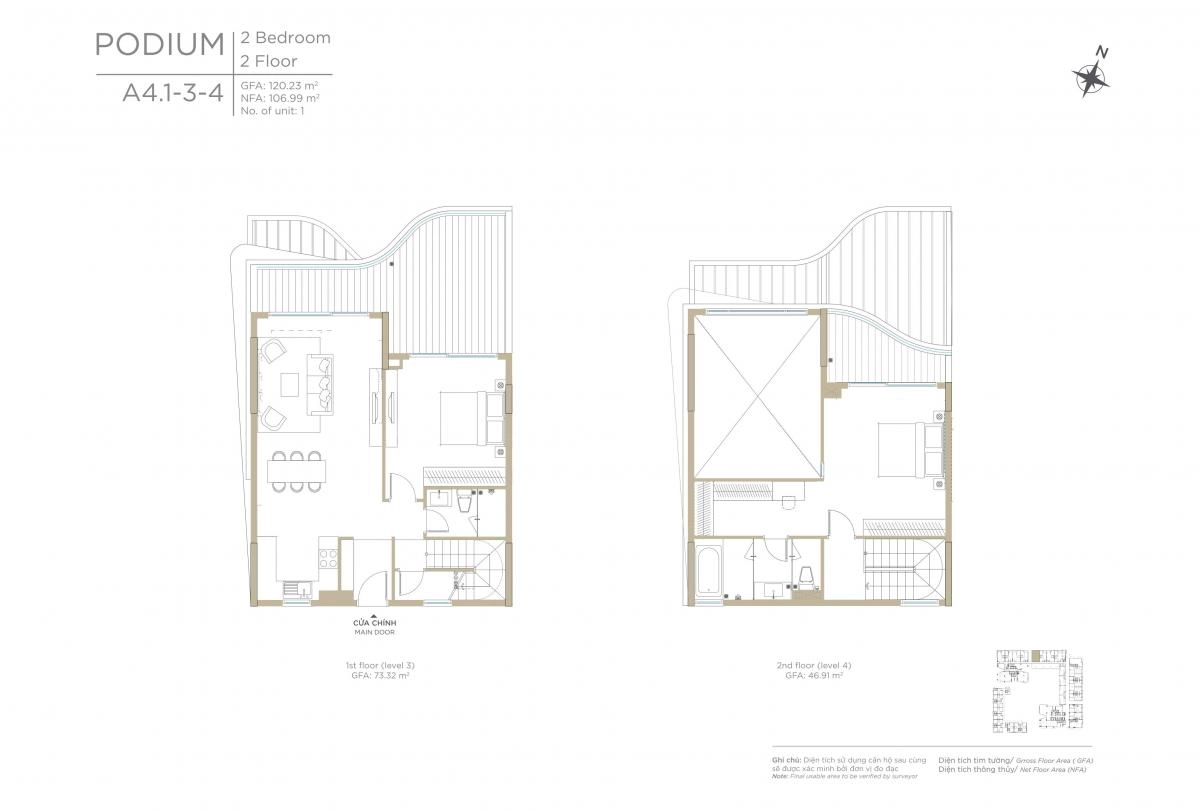 Layout căn hộ Duplex Zeit River Thủ Thiêm T1-03.08