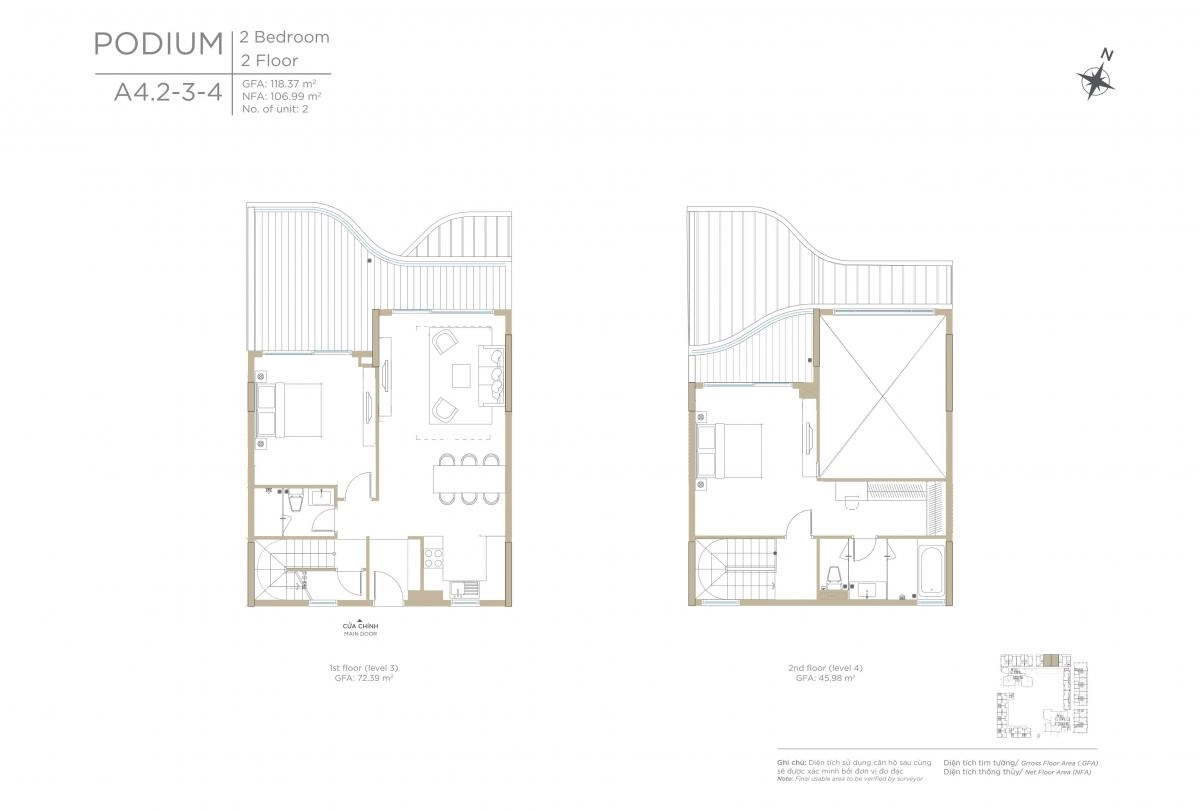Layout căn hộ Duplex Zeit River Thủ Thiêm T1-03.09; T1-03.10