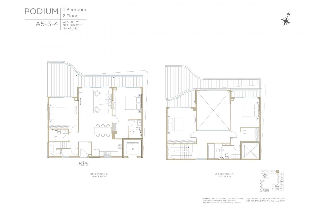 Layout căn hộ Duplex Zeit River Thủ Thiêm T1-03.09; T1-03.10