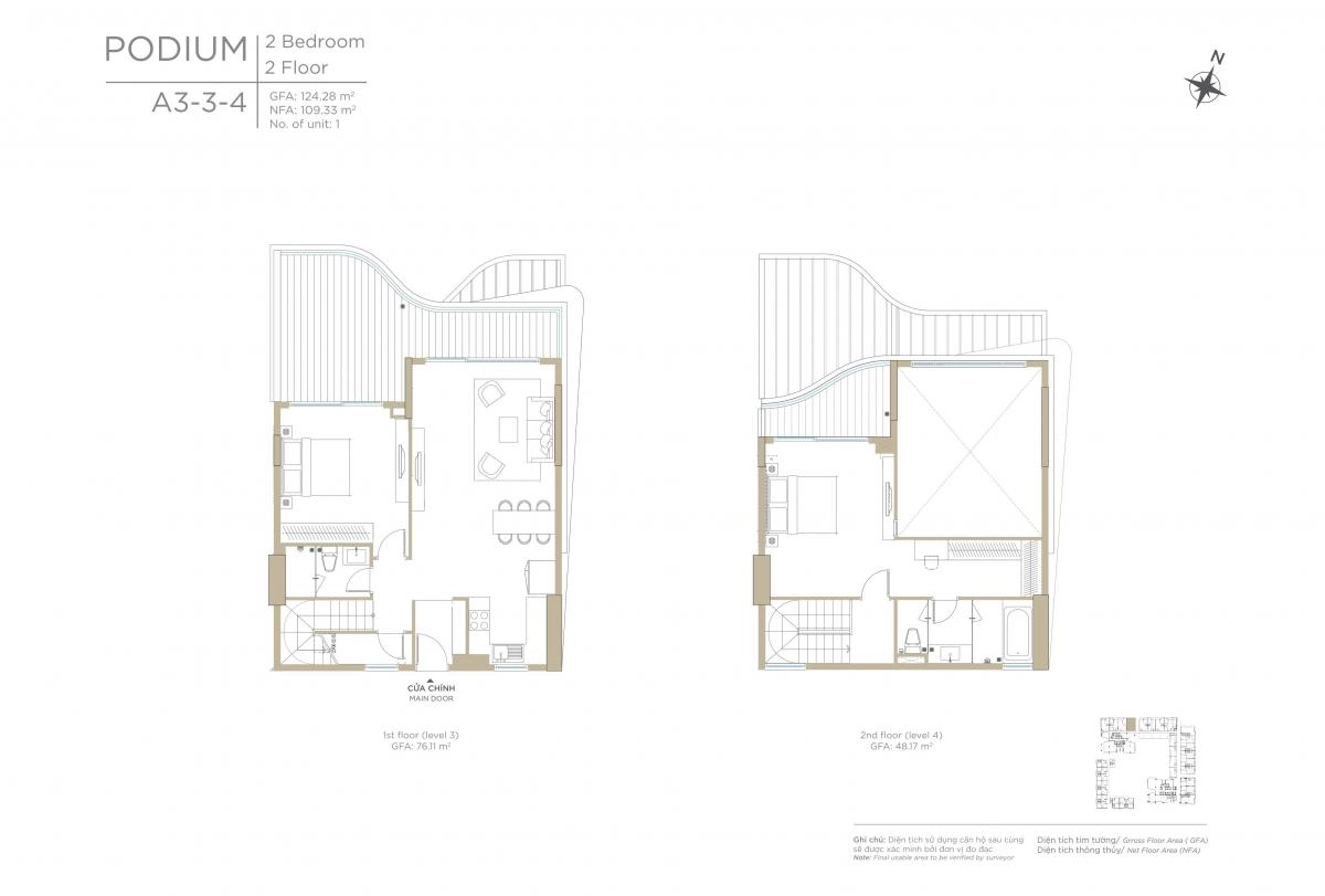 Layout căn hộ Duplex Zeit River Thủ Thiêm T1-03.07