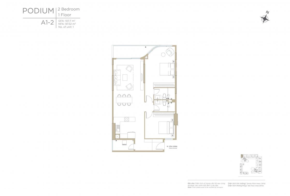 Layout căn hộ T1.02.01 Zeit River Thủ Thiêm