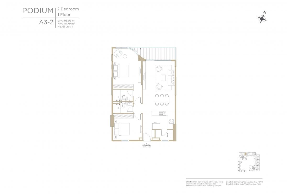 Layout căn hộ T1.02.04 Zeit River Thủ Thiêm