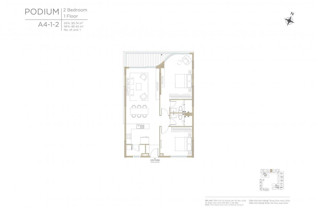 Layout căn hộ T1.02.05 Zeit River Thủ Thiêm