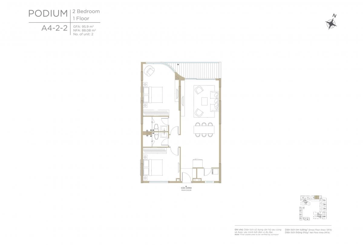 Layout căn hộ T1.02.06; T1.02.07 Zeit River Thủ Thiêm