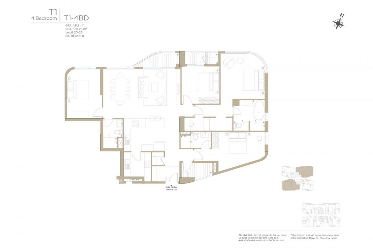 Layout căn hộ 4PN Zeit River Thủ Thiêm