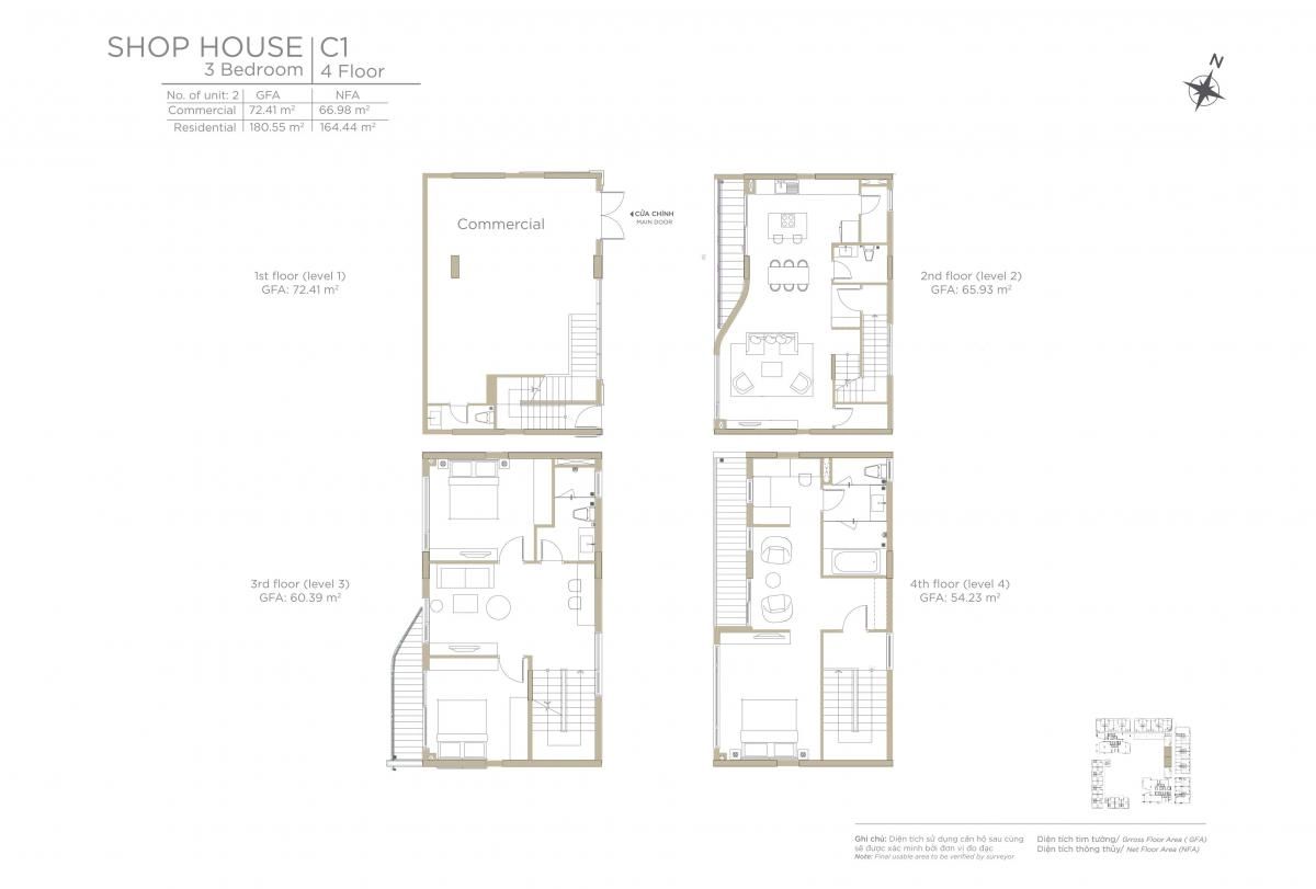 Layout shophouse C1 Zeit River Thủ Thiêm