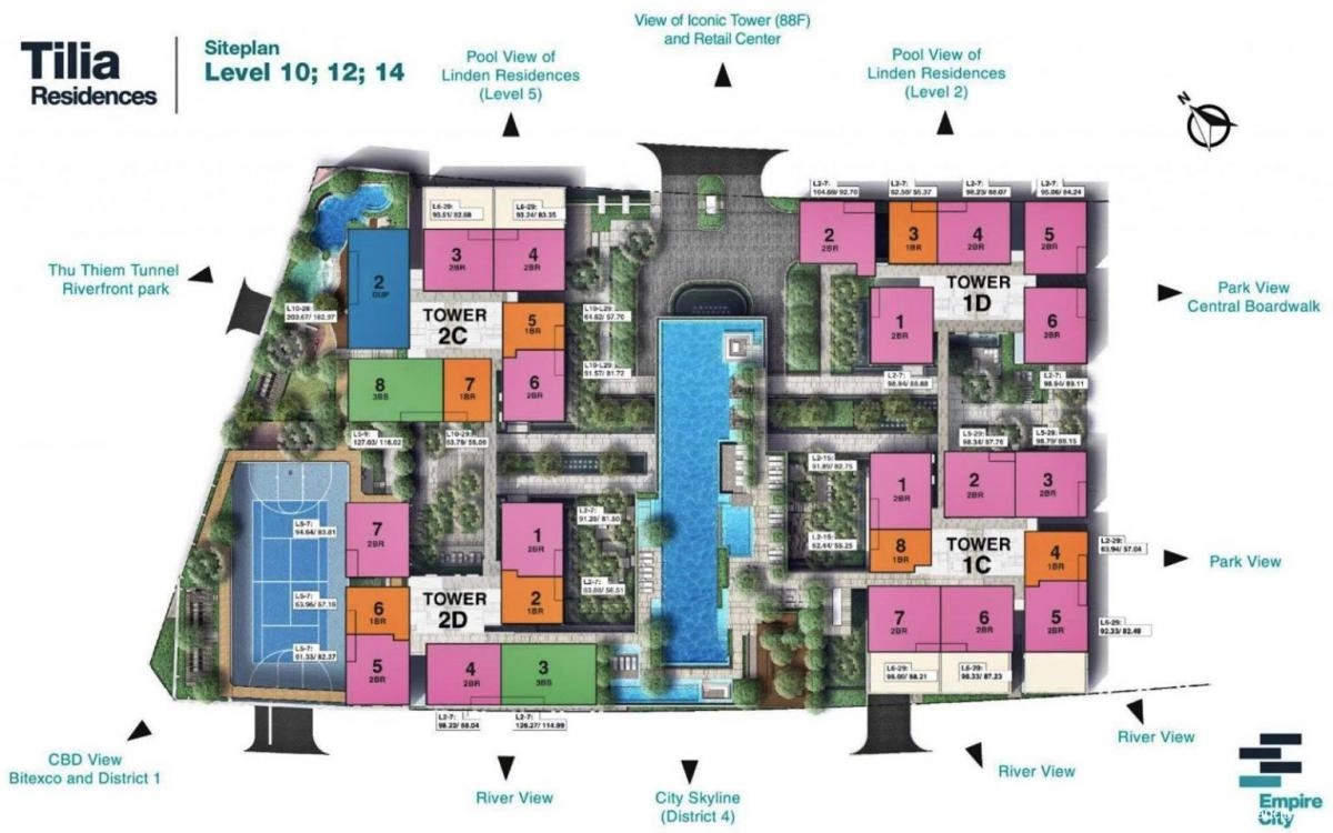 Mặt bằng tháp Tilia Empire City Thủ Thiêm | Layout chi tiết