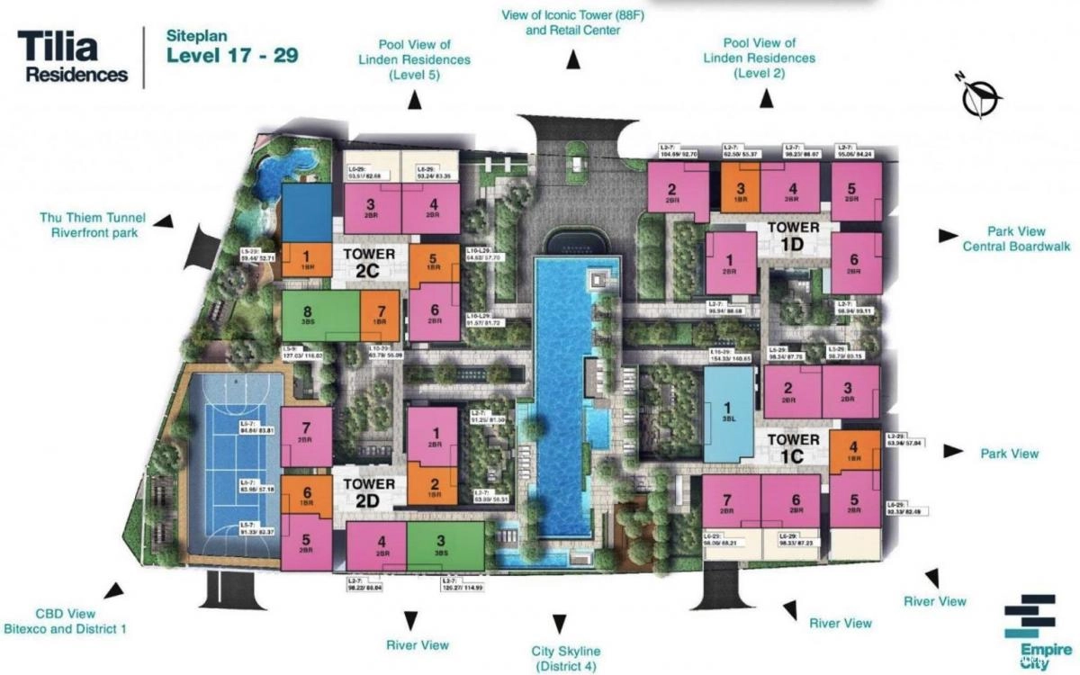 Mặt bằng tháp Tilia Empire City Thủ Thiêm | Layout chi tiết