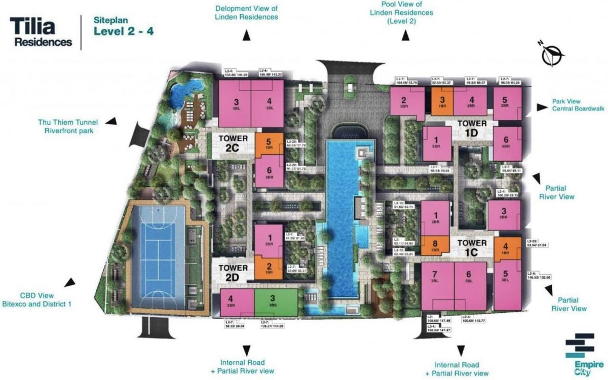 Mặt bằng tháp Tilia Empire City Thủ Thiêm | Layout chi tiết
