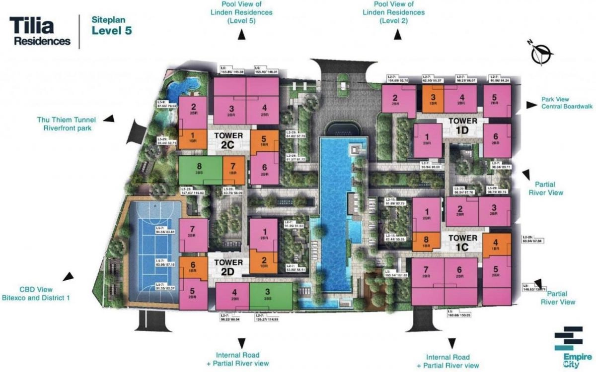 Mặt bằng tháp Tilia Empire City Thủ Thiêm | Layout chi tiết