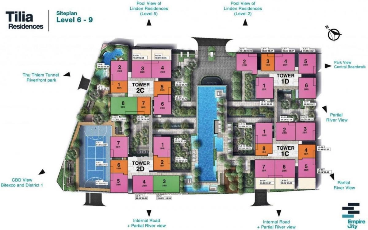 Mặt bằng tháp Tilia Empire City Thủ Thiêm | Layout chi tiết