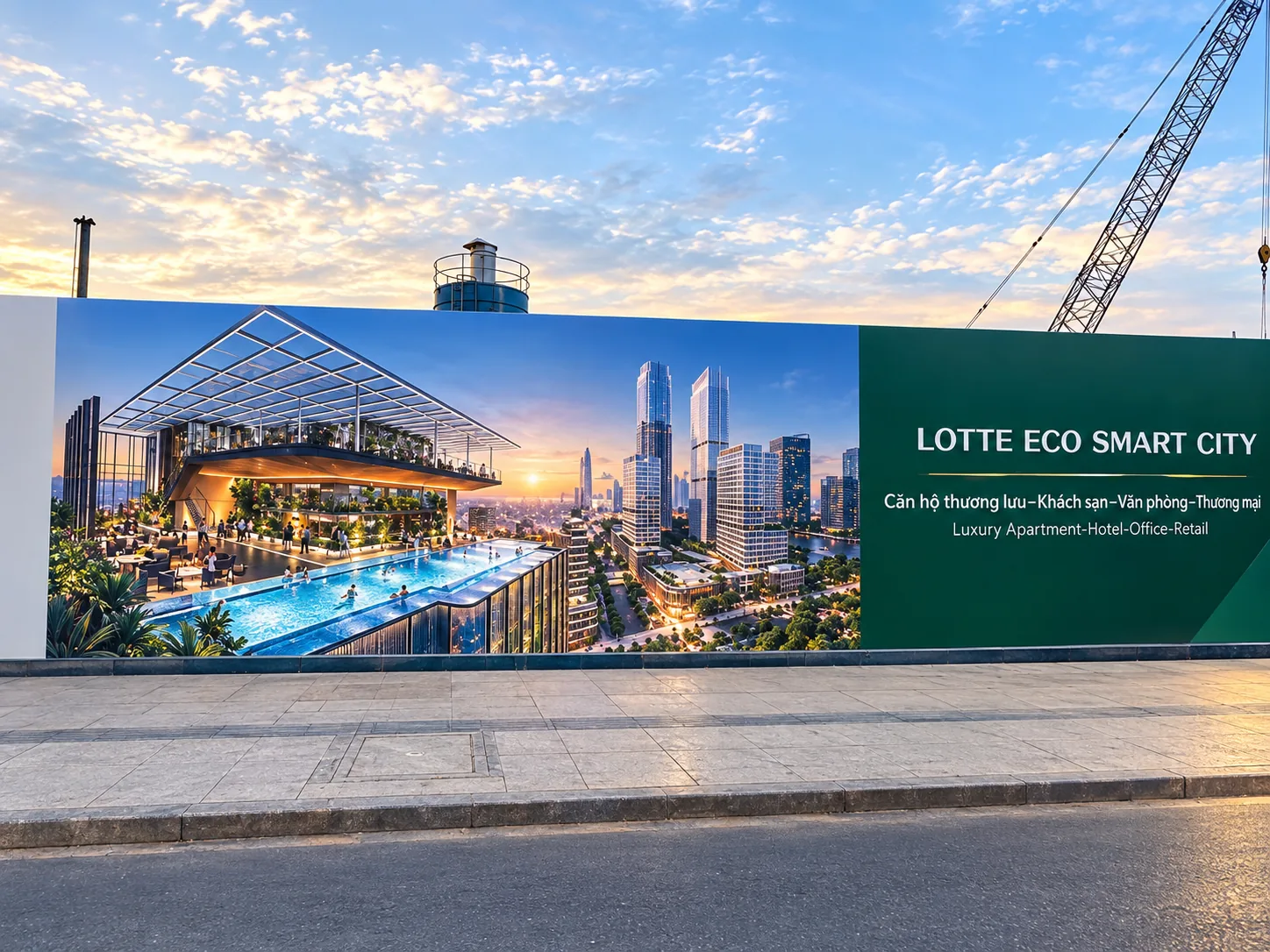 Phối cảnh Lotte Eco Smart City Thủ Thiêm lúc bình minh bên sông Sài Gòn