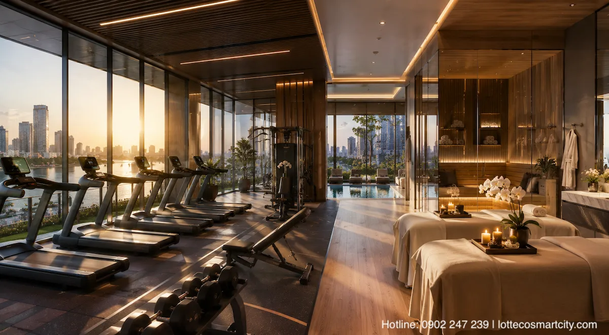Khu gym yoga spa chăm sóc sức khỏe cao cấp tại tiện ích nội khu Lotte Eco Smart City Thủ Thiêm